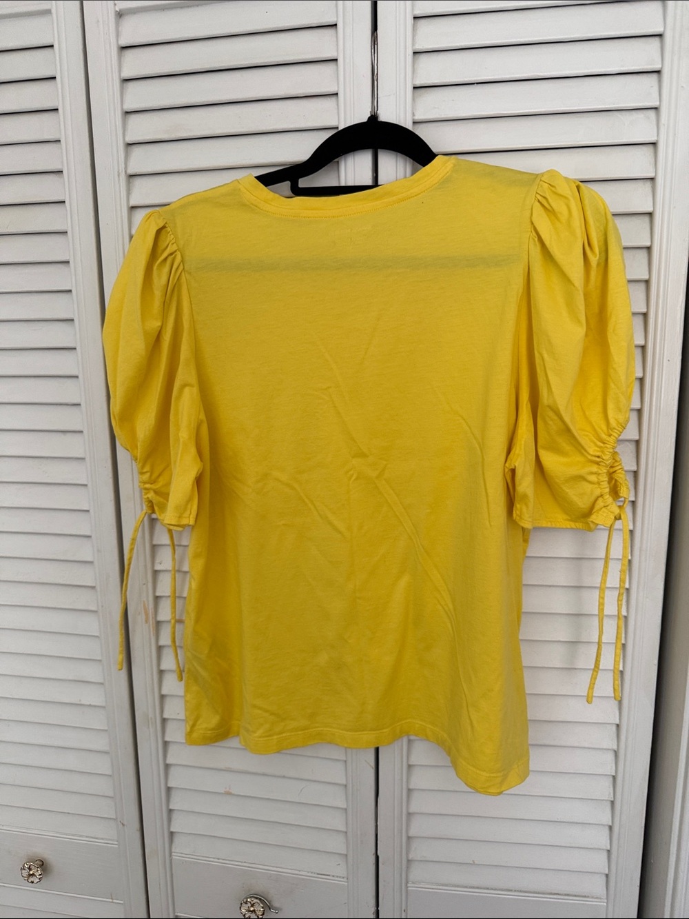 Banana Republic Sunny Yellow Puff Sleeve Tee with Tie Details